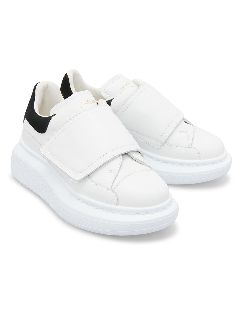 Alexander Mcqueen Kids' Sneakers Bianche In Pelle Con Velcro In Bianco |  ModeSens